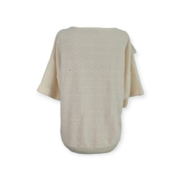 80's Yoked Lace Decolletage Knit Ruffle Sweater - Picture 4 of 5